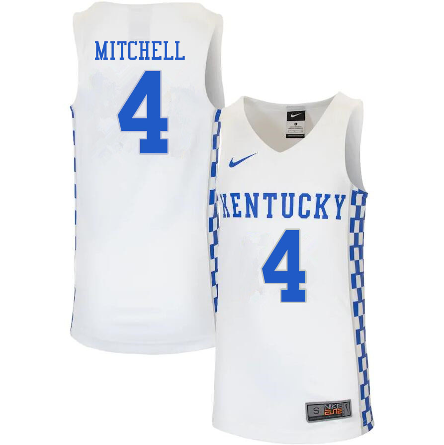 Men #4 Tre Mitchell Kentucky Wildcats College Basketball Jerseys Stitched Sale-White - Click Image to Close
